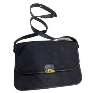 Vintage Christian Dior Flap Bag Black Monogram Logo‎ Crossbody Shoulder